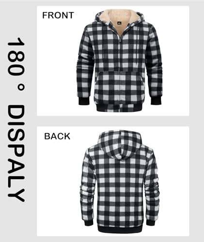 Image of onedog Mens Zip Up Hoodies Fleece Sherpa Lined Sweatshirt Winter Warm Jacket