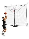A11N SPORTS Basketball Rebounder Net Yard Guard – 10x8 FT Outdoor Basketball Net Catcher Backstop for Round & Square Poles, Pole-Wrap Storage