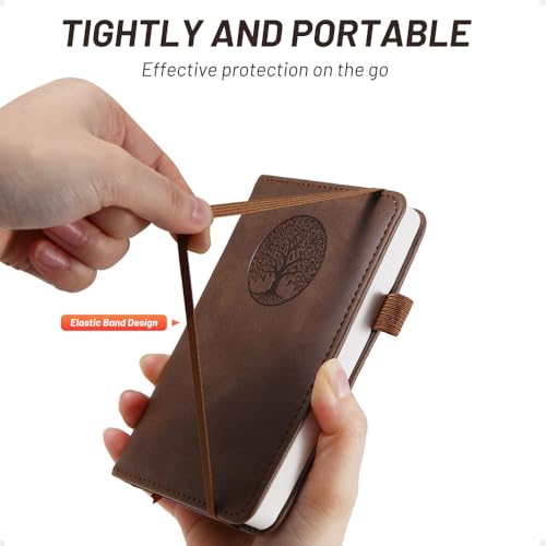 Image of Small Pocket Notebook, Leather Journal Mini (Purple)