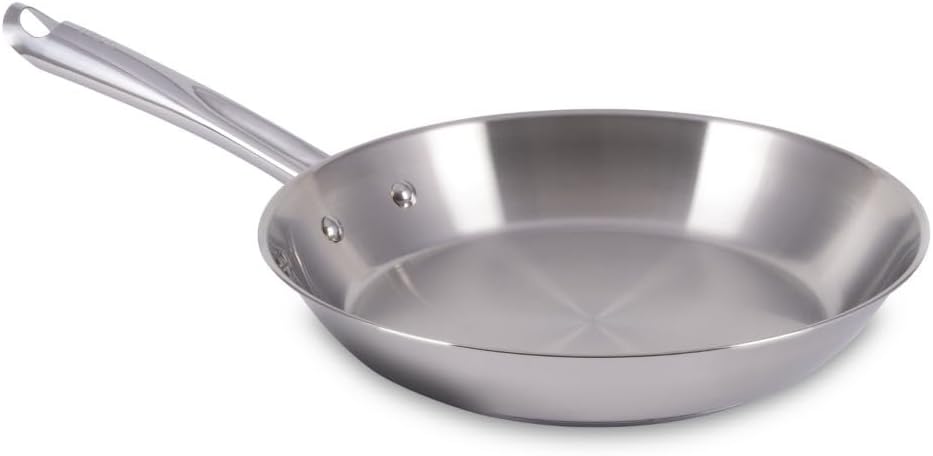 T-Fal Gourmet Stainless Steel Fry Pan, 12.5 Inch Induction Compatible Skillet, Fast and Even Heating, Oven Safe to 500F, Dishwasher Safe, Professional Grade Cookware for Home Chefs Stainless Steel 12-inch
