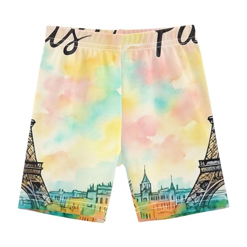 Paris Eiffel Tower Pastel Toddler Biker Shorts Girls 4t Shorts for Under Skirts Cotton Summer Outfits