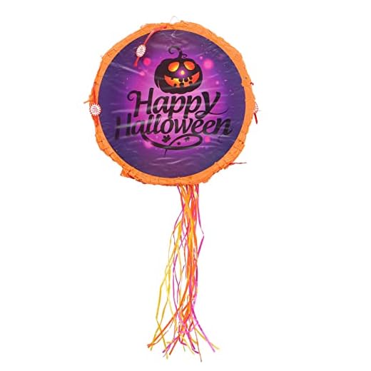 ABOOFAN Happy Halloween Pinata Pinhata Corda de Puxar Pinata Abóbora Engraçado Jack O Lanterna Pinata Crianças Brincando Decoração de Festa de Halloween Suprimentos Roxo