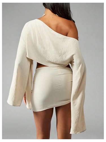 MakeMeChic Women's Summer 2 Piece Sets Beach Bathing Suit Cover Up Poncho Crop Tops Wrap Skirt2