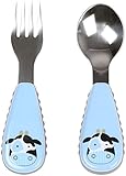 Skip Hop Baby Zoo Little Kid and Toddler Fork and Spoon Utensil Set, Multi Cheddar Cow