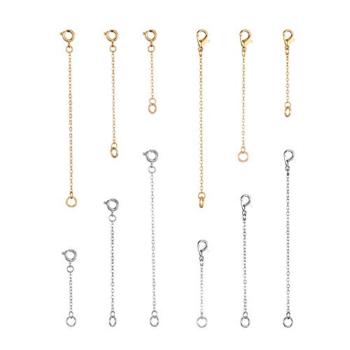 Image of Softones 12-18Pcs Ankle Bracelets Extenders-Extension for Womens Jewelry(1 2 3 Inch),with Lobster Clasp and O-Clasp from Gold Silver Rose Gold
