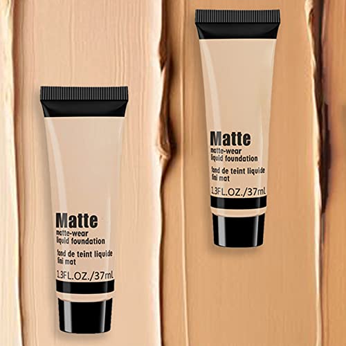 2 Pack Matte Oil Free Concealer Foundation Cream,Professional Make-Up Base Facial Matte Full Coverage Liquid Tattoo Concealer Hide Foundation Primer Makeup Repair Kit.long-Lasting Waterproof-1 Fl.oz Each Pack-Beige 2# #TOP6
