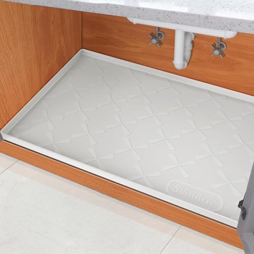 SIKADEER 40" x 22" Under Sink Mat Waterproof, Silicone Mat Kitchen Drawer Shelf and Cabinet Liner, Sink Protector for Kitchen Organizers and Storage, Boot Tray Pet Food Mats