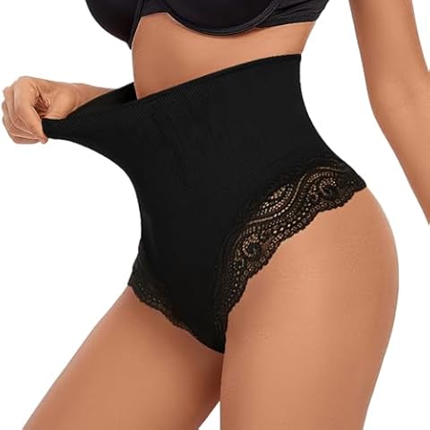 NINGMI Tummy Control Lace Thong Shapewear Cover