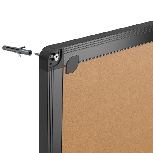 VIZ-PRO Cork Notice Board, 36 X 24 Inches, Cork Bulletin Board with Black Aluminium Frame image 1