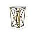 Madison Park Zee Accent Tables For Living Room, Glass Top Hollow, Small Metal Frame Geometric Angular Design Luxe Modern Stylish Nightstand Bedroom Furniture, Gold