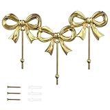Triple Bow Hooks Decorative Gold Wall Hooks Bow Wall Decor Gold Coat Holder Wall Mount Purse Hanger Cute Butterfly Hook