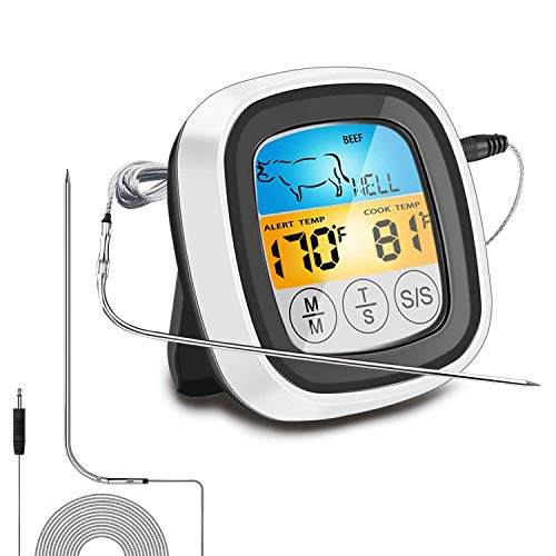 Berytta 2021 Digital Meat ThermometerInstant Read Touchscreen Food Thermometer 40in Probe Cooking Thermometer with Timer Mode and LCD Backlight for Grill Smoker BBQ Kitchen Oven
