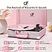 Vintage Pink Suitcase Record Player - 3-Speed Turntable with Bluetooth, USB Recording, MP3 Converter, Speakers, Stylus