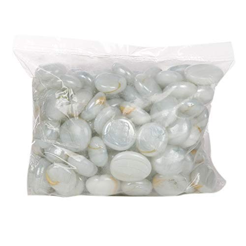 VANNEF Stone Glossy Finish Decorative Shiny Glass Pebbles for Aquarium Vase Filler Home Garden & Outdoor Decoration (White_4900gm) 1