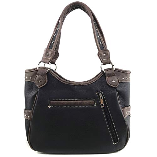 Zelris Western Cross Daisy Flower Women Conceal Carry Tote Handbag Purse Set (Colorful Black) #TOP2