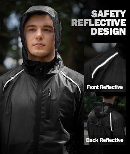 Image of SWISSWELL Mens Cycling Rain Jacket Waterproof Lightweight Windbreaker Jackets for Men Raincoat with Hood