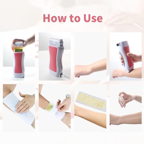 Image of Hair Removal Wax Kit Wax Heater Machine Roll on Hair Removal Wax Kit Wax Heater machine,Refill Cartridge Strips With Wipes Waxing kit for Women Waxkit (wax Roller Heater Machine Combo) (6)