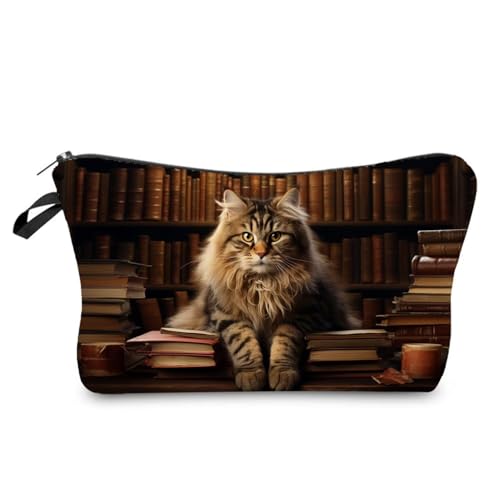 Livel lhood Maine Coon Makeup Bag Cute Small Organizer Zipper