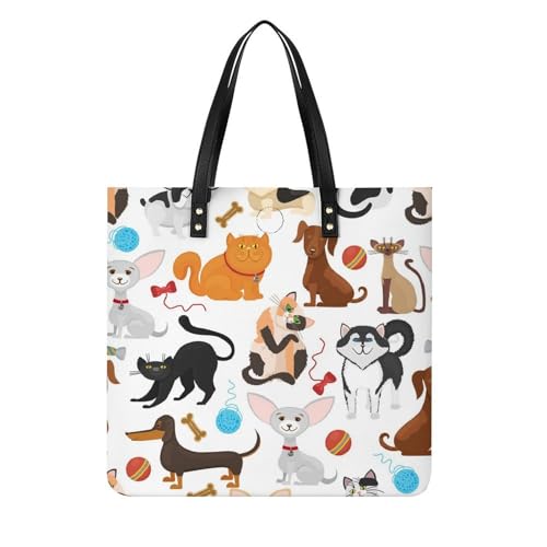 Tote Bag Chat et Chien Cadeau Parfait pour Femmes Passionnées d'Animaux