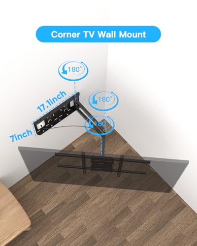 Support mural d'angle TV bras articulé 35 kg ajustable pour salon et chambre - 3