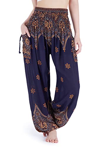 Calça feminina Boho Harem da Lannaclothesdesign com cintura franz...