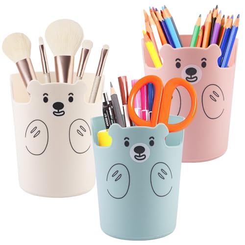 3 Pièces Pot à Crayons de Bureau, Multifonction Convient Porte Stylos, Rond Porte-Stylos, Pot A Crayon Créatif Enfant pour Ranger Pinceaux de Maquillage,...