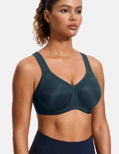 Image of SYROKAN Women's Full Support High Impact Racerback Lightly Lined Underwire Sports Bra