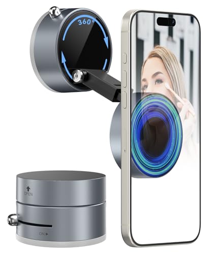 Support magnétique téléphone à ventouse imluckies gris avec pivotement 360 pour MagSafe