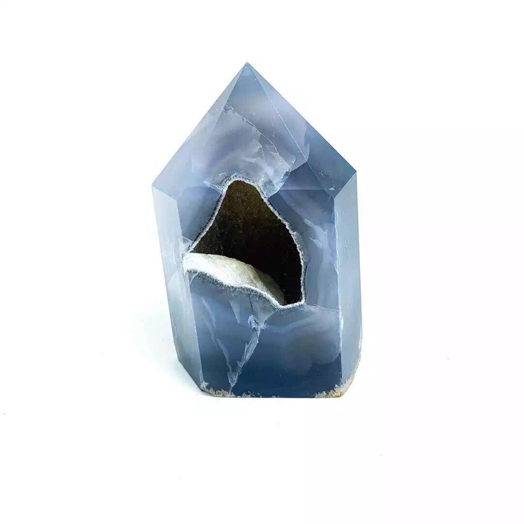 Natürlicher grauer Achat Geode Quarzkristall Zauberstab Punkt 200G-1000G 1pc Natursteine ERTEYIN