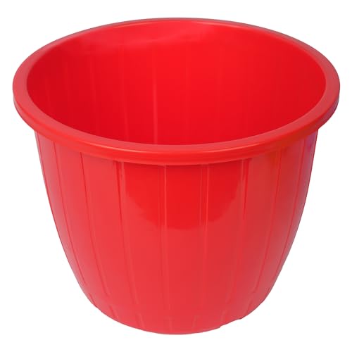 Image of Kuber Industries Flower Pot | Flower Pots for Indoor & Outdoor | Plastic Pot for Gardening | Planter for Flower | Balcony Pots for Home Decor | Duro Flower Pot | 10 Inch | Pack of 5 | Multi