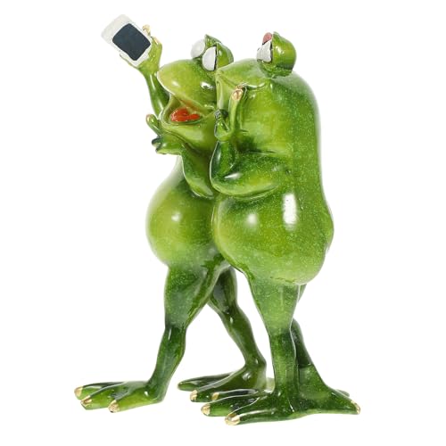 Grenouille conjointe ornement bureau maison et statue résine verte rustique - 2