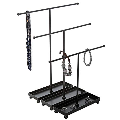 Modern 3-Tier Tabletop Bracelet & Necklace Jewelry Organizer Display Tree Rack with Ring