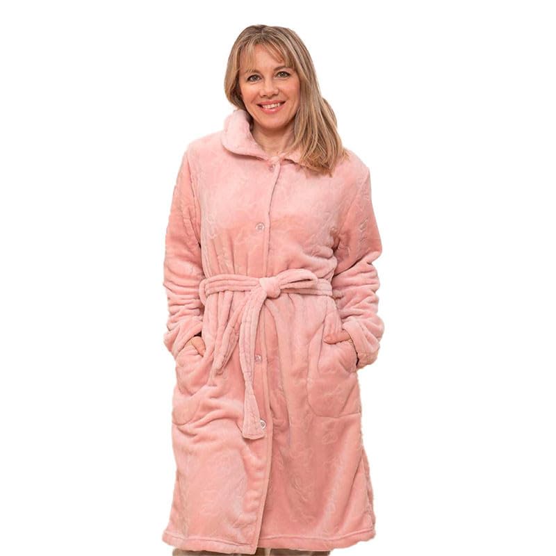 Rufino Díaz Bata Coralina Invierno Señora Anabel (Coral - P) - Tacto super suave y calentito - Para estar en casa durante la temporada de otoño/invierno