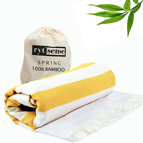 Ryt'sense Spring Toallas de baño 100% bambú | Ultra suaves, absorbentes, antibacterianas, de secado rápido | Toalla de bambú turco para mujeres y hombres | Ideal para viajes, playa, piscina, spa |