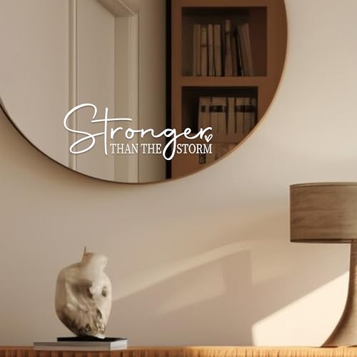 Image of VIANGOZE Set 2Pcs Stronger Than the Storm Rearview Mirror Decal Inspiration Bible Stickers Self-Love Christian Positive Decals Water Bottle Window Sticker Vinyl Waterproof 3.5x1.3 Inches Car Decals