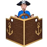 3 Pcs Pirate Ship Wheel Cardboard Cutout Nautical Pirate Party Decorations Set 2 Pcs Cardboard Cutout Large Pirate Captain Photo Props Back Drops for Pirate Party Halloween Home Outdoor Decorations
