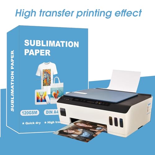 100 Blatt Sublimationspapier DIN A4 (210 x 297 mm), 120 g/m² Sublimation Paper Kompatibel mit Inkjet Drucker Sublimationsdruckern