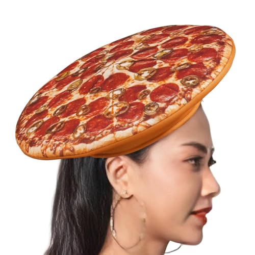 Food Hats Pizza - Juguete de fiesta con sombrero loco, sombreros de pizza para adultos, sombrero de disfraz de pizza realista | Cómodos sombreros de decoración para fiesta de pizza, disfraz de sombrer