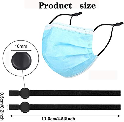 100 Pieces Black Sewing Elastic Band Cord With Adjustable Buckles, Adult Children Stretchy Face Cover Earloop Earmuff Strap String Rope For Diy Making #TOP5
