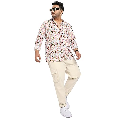 Image of Instafab Plus Men's Shirt for Casual Wear | Spread Collar | Plus-Size Fit | Long Sleeve | Button Closure | Cotton Shirt Crafted with Comfort Fit for Everyday Wear