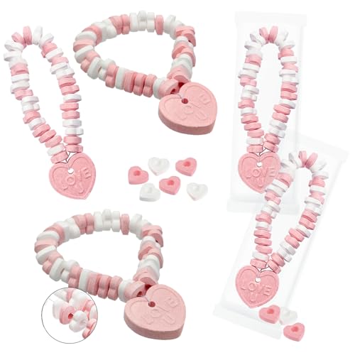 Fruidles Valentines Stretchable Heart Bracelet Candy, 24-Pack, Multicolor Fruit-Flavored Chewables for Party Favors, 14g Bracelet
