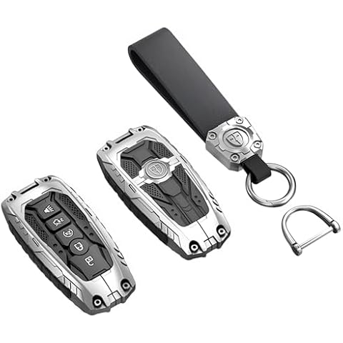 Savzokiw Heavy Metal Key Fob Cover Case Protector for Ford, Keychain, Accessories for Ford Smart Key 3 4 5 Buttons Protector Cover