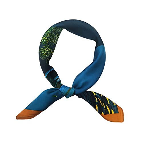 FONYVE Silk Feeling Scarf Medium Square Satin Head Scarf for Women 27.5 × 27.5 inches
