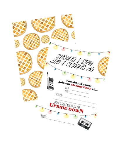 Silly Goose Gifts Retro Waffle Stranger Themed TV Party Invitations - Kids Birthday Cards Includes 12 Invites with Envelopes