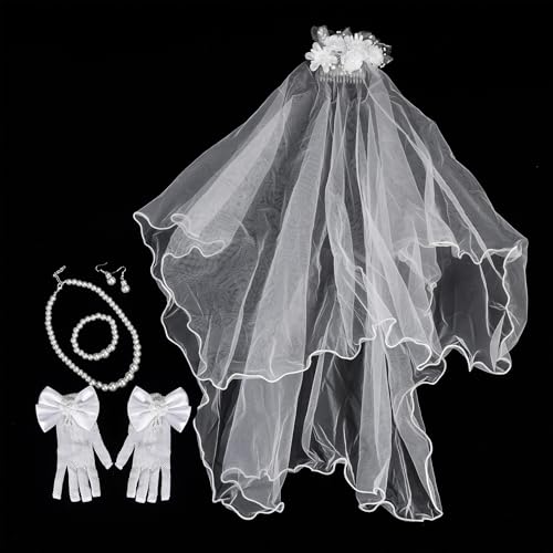 Girls First Communion Gloves White Costume Accessories 5 Piece Set4