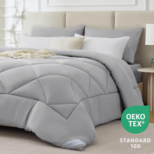 Wavve Piumino Letto Singolo 155X220 Cm Invernale 450 Gr/Mq - Piumone Pesante Caldo Da Letto 90X200, Trapunta 220X155 In Microfibra Sintetica, Grigio Leggero - 3