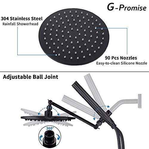 G-Promise All Metal Dual Shower Head Combo | 8" Rainfall Shower Head, Handheld Shower Wand | Smooth 3-Way Diverter | With Adjustable Extender - An Upgrade Of Shower Experience（Oil Rubbed Bronze） #TOP4