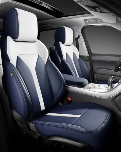 Housses de siège auto en cuir PU bleu et blanc pour Skoda Kodiaq Rapid Yeti