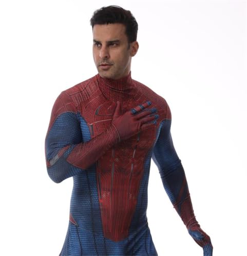 HDYOS Halloween Heroes Mens Jumpsuit 3D Print Bodysuit Headwear Mask for Adults (Blue,...