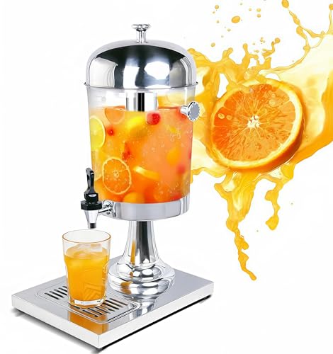 EASYROSE Commercial Juice Dispenser, 8-Litre Beverage Dispenser with Tap & Ice Chamber, 8L for Hot/Cold Drinks, Tea, Lemonade & Coffee
